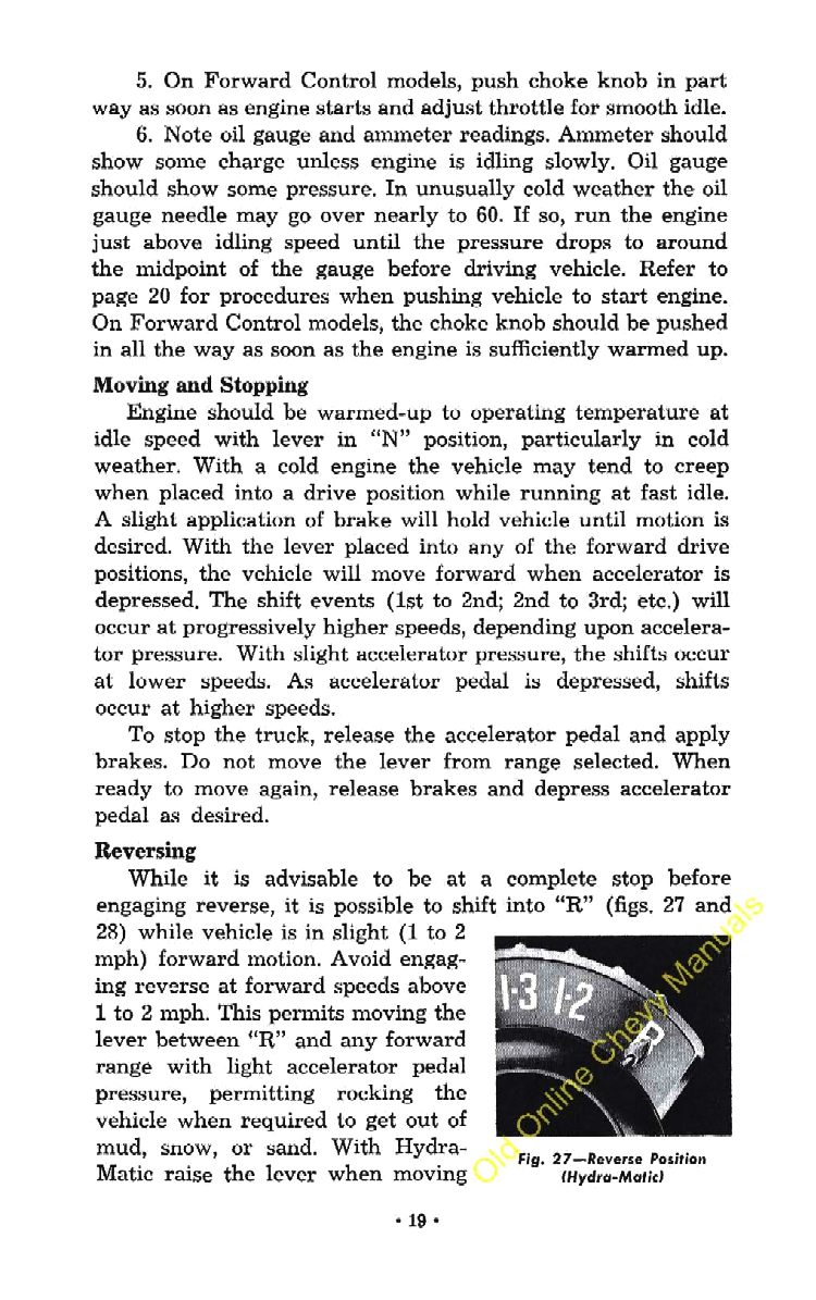 1956 Chevrolet Trucks Operators Manual Page 45